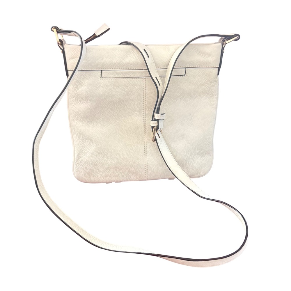 Lodis Crossbody Bag Leather Organizer Shoulder Bag off White Preloved 9.5x10" - Picture 2 of 16